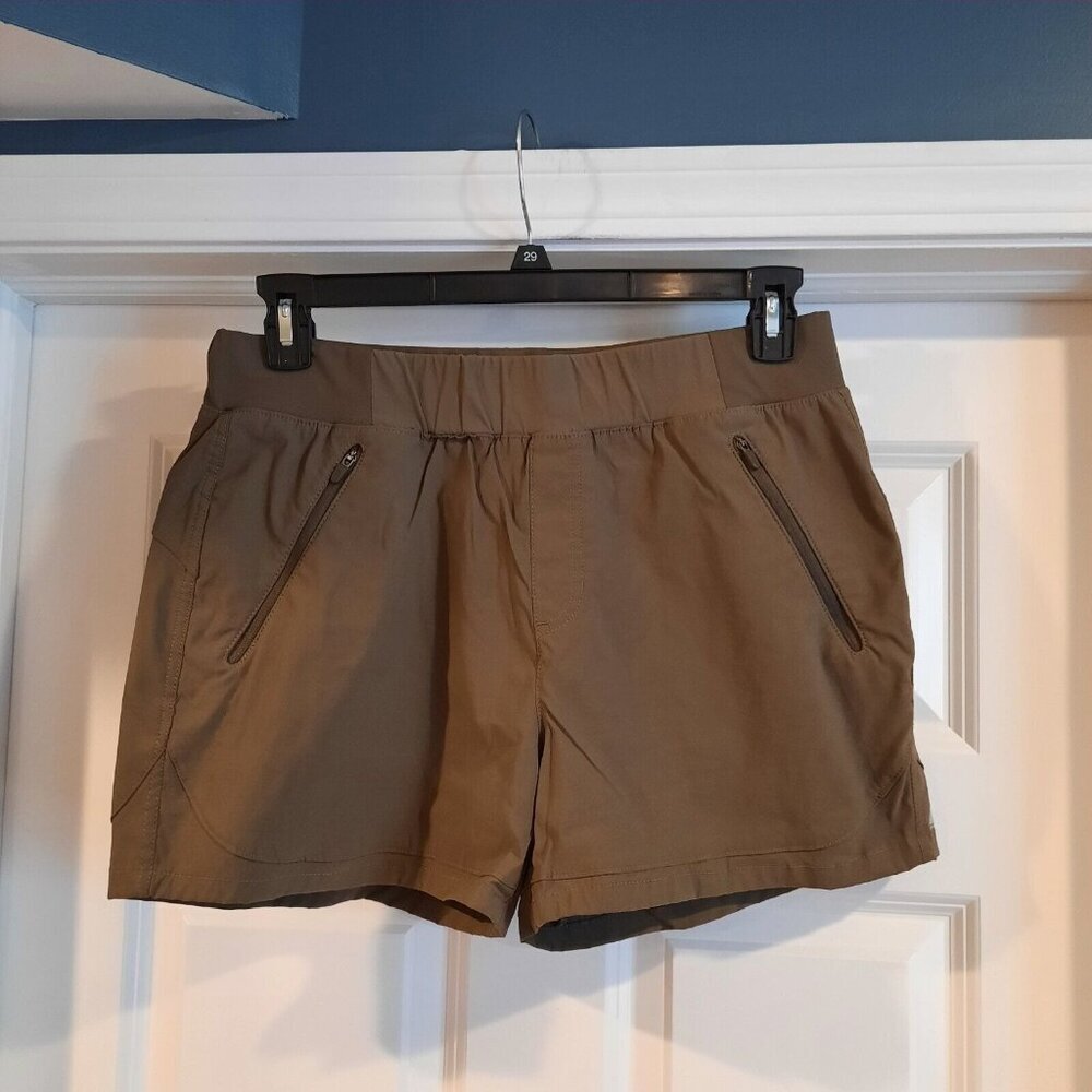 Eddie Bauer First Ascent Shorts Womens 12 Green Pull On Hiking Stretch‎ Nylon